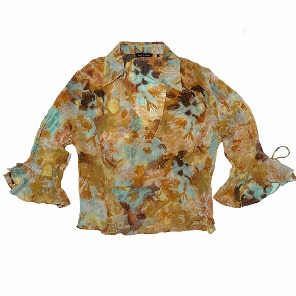 VIOLET & Claire Floral Career-wear Blouse Large - Picture 6 of 11